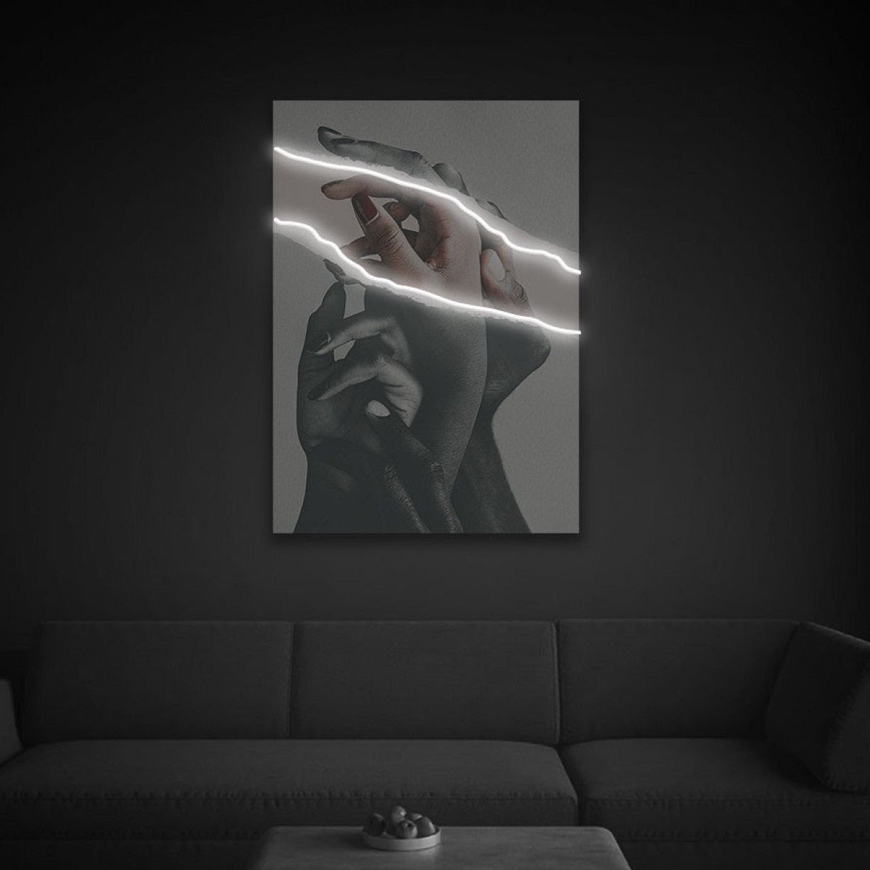 Cuadro Neón Manos Enamoradas