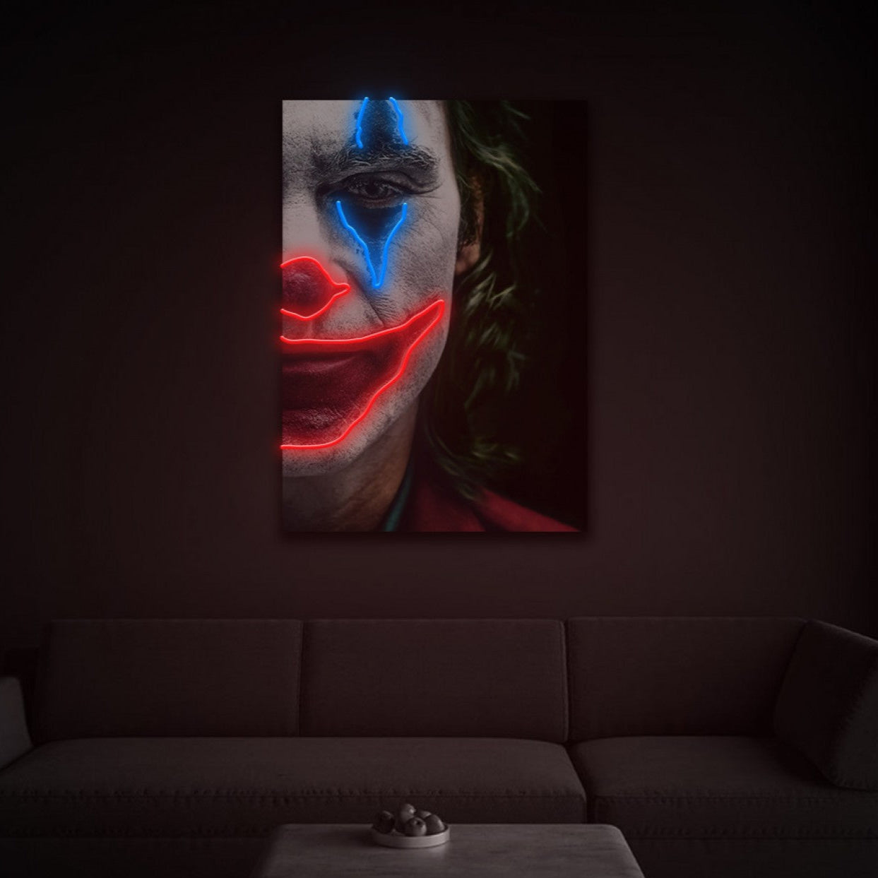 Cuadro Neón Media Cara Joker