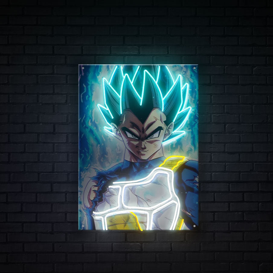 Cuadro Neón Veggeta Pelo Negro