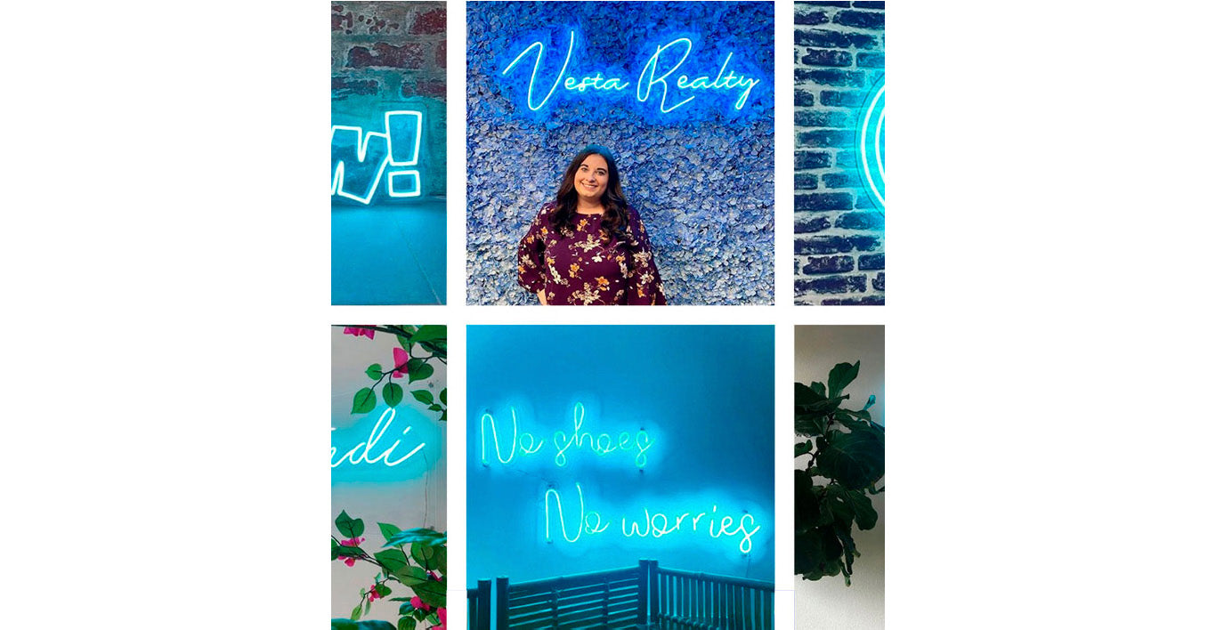 Letrero Neón Azul Hielo