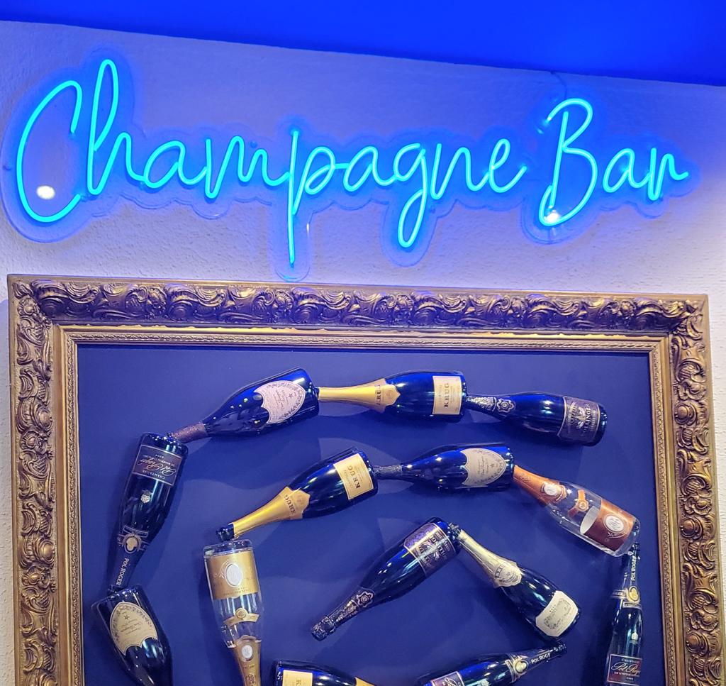 Neon led text Champagne Bar