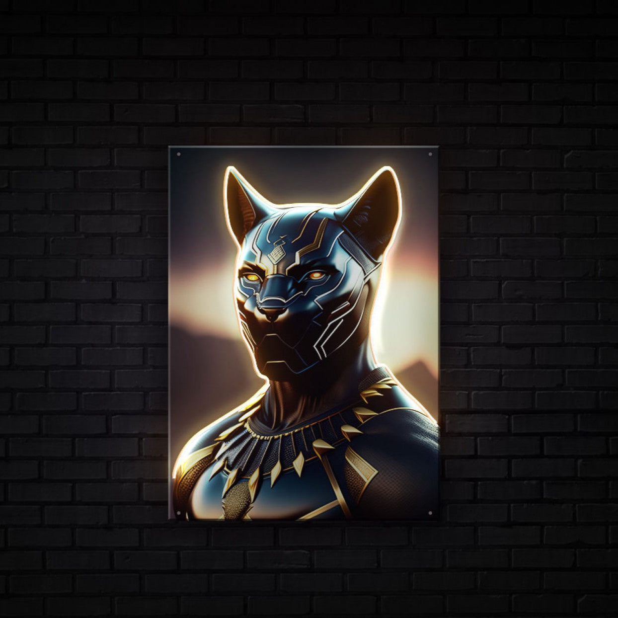 Black Panther Neon Artwork
