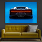 Cuadro Neón Coche Negro Fondo Azul

