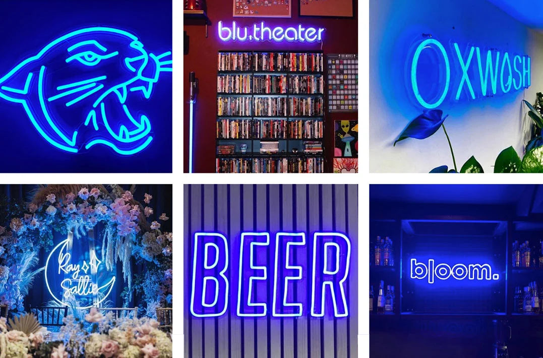 Letreros de neon personalizados de color azul