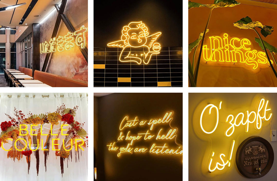 Letreros de neon personalizados de color dorado