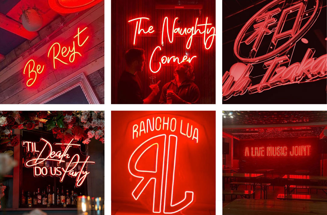 Letreros de neon personalizados de color rojo
