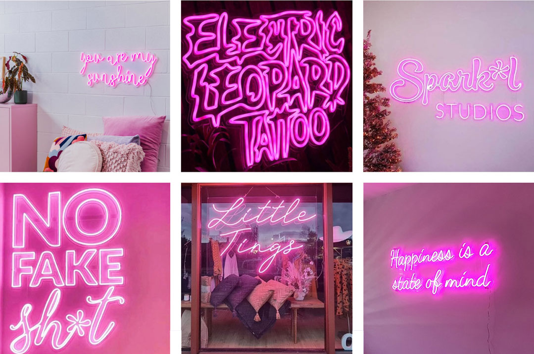 Letreros de neon personalizados de color rosa claro
