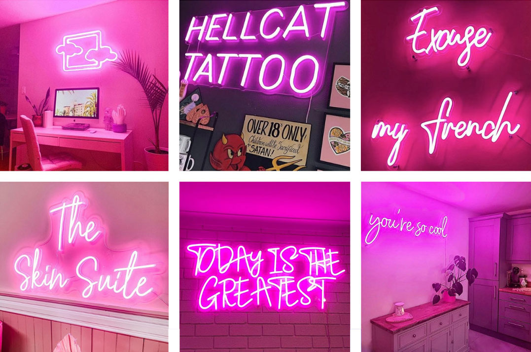 Letreros de neon personalizados de color rosa