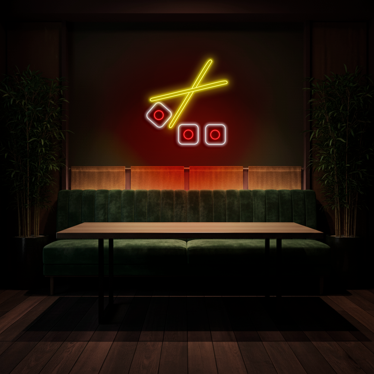 Neón Sushi con palillos