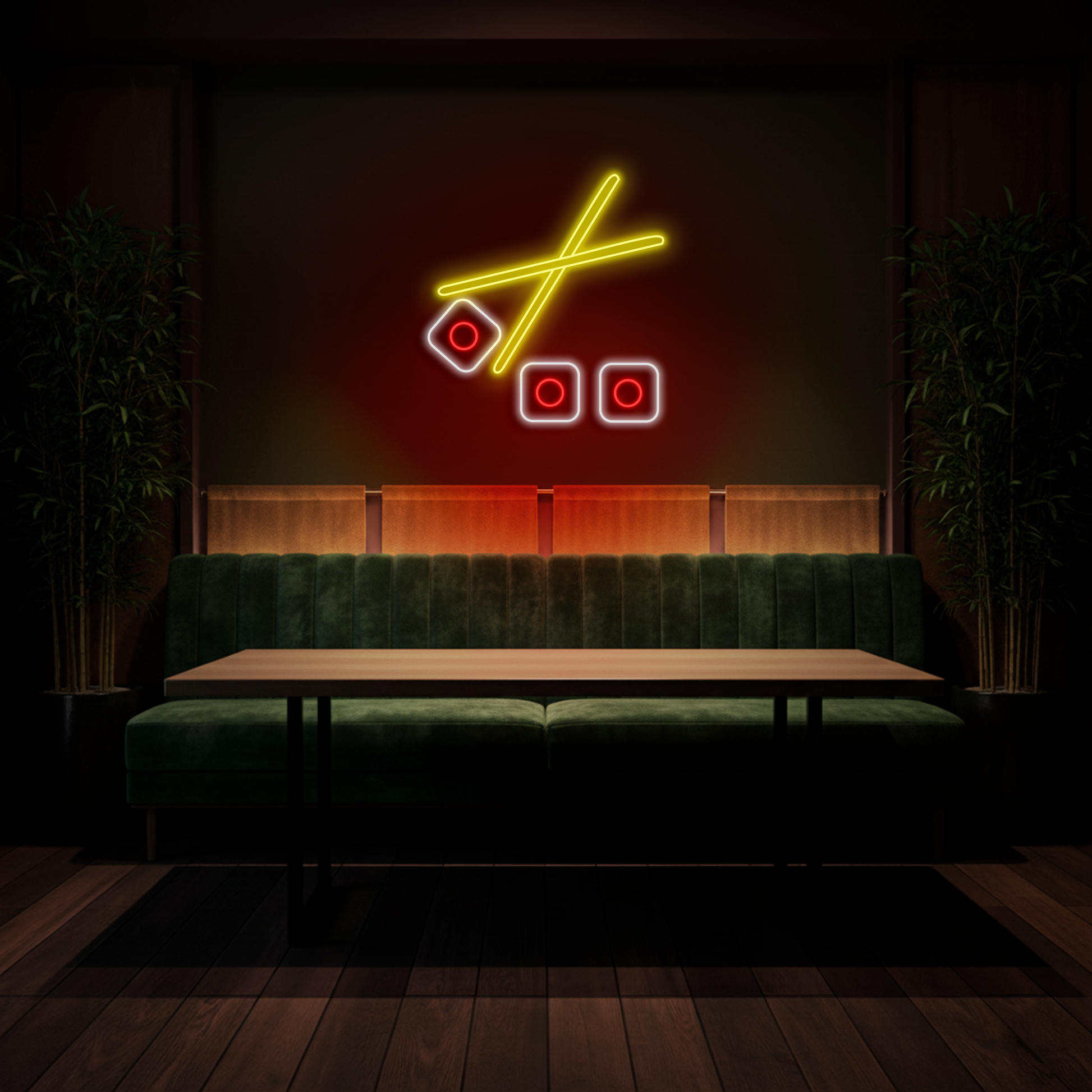 Neón Sushi con palillos