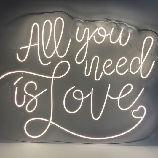 Neón de Texto Blanco "All You Need Is Love"