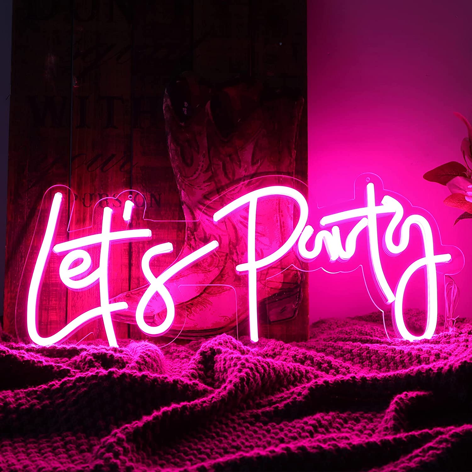 Neón de Texto Fucsia "Lets Party"
